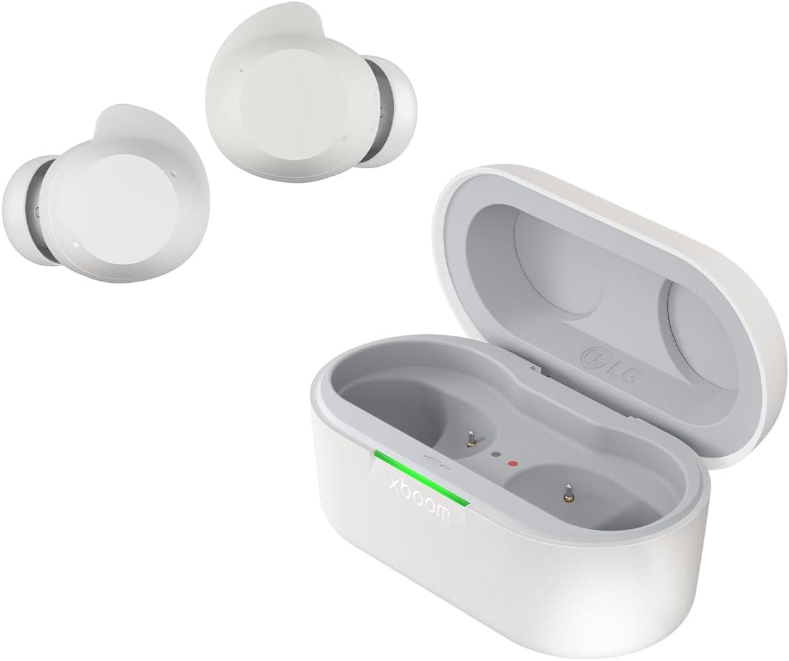 LG, xboom Buds Plus, Wireless Bluetooth Headphones, Bluetooth Headphones, Noise Cancelling, Wireless Headphones, Sports Bluetooth Headphones, In-Ear Earphones, White