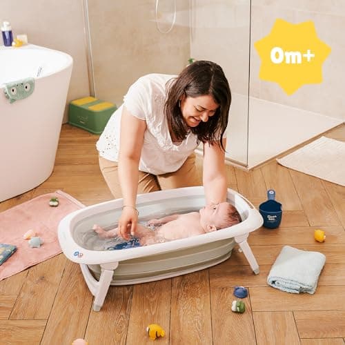 Badabulle Foldable Baby Bath – Ultra Compact – 35 L – Non-slip Feet – Drain Plug & Temperature Indicator – Handle for Transport and Drying - Image 3