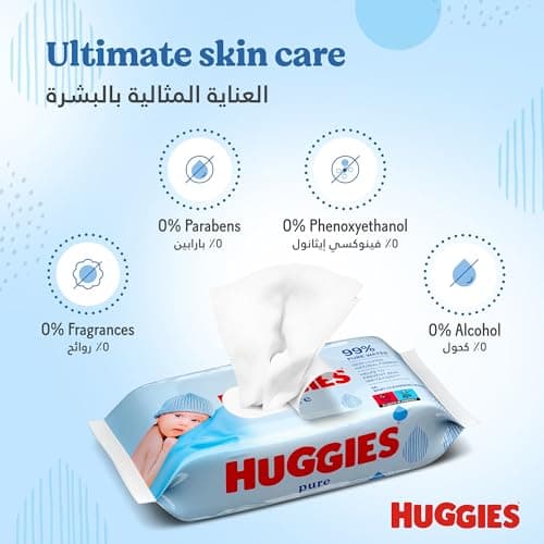 Huggies, Lingettes bébé, Pour tout le corps, Utilisables dès la naissance, Sans parfum, 1x56 lingettes, Pure - Image 3