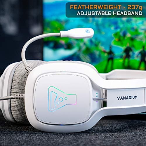 The G-Lab Korp Vanadium Casque Gaming - Casque Gamer avec Micro Anti-Bruit, Audio Stéréo, LED RGB, Léger, Jack 3.5mm pour PC/PS4/PS5/Xbox One/Mac/Nintendo Switch/Tablette/Laptop/Smartphone (Blanc) - Image 6