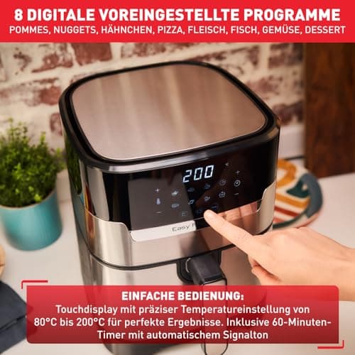 Tefal EY505D Easy Fry & Grill Deluxe Hot Air Fryer, 2-in-1 Technology (Hot Air Fryer and Grill), 4.2 Litre Capacity, 8 Automatic Programs, Timer, Stainless Steel - Image 4