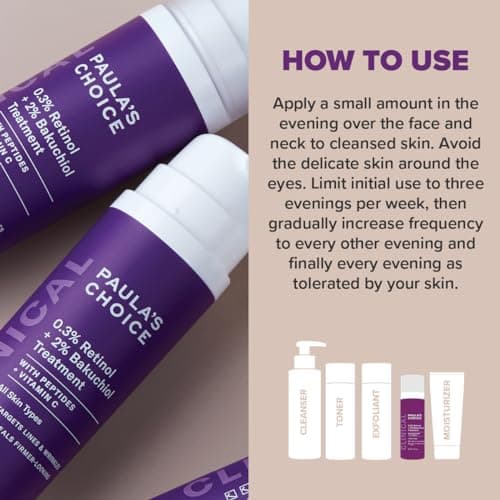 Paula's Choice CLINICAL 0,3% Retinol & 2% Bakuchiol Traitement - Visage Sérum - Anti Âge - Réduire Rides & les Taches Brunes - avec Peptides & Vitamine C - Tous Types de Peaux - 30 ml - Image 5