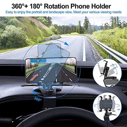Car Phone Holder 360 Degree Rotation Dashboard Holder Compatible with GPS and Mobile Phones from 4.0 to 7.0 Inches Black - Image 6