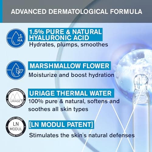 Uriage Eau Thermale Sérum Hydratant Booster avec 1.5% Acide Hyaluronique Pur & Naturel - 86% Peau Repulpée - Effet peau de Pêche - Texture Fraîche & Légère - Non Comédogène - 30ml - Image 6