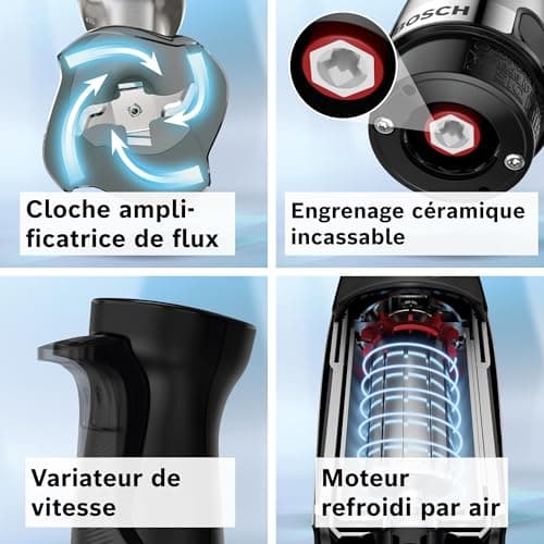 Bosch, Hand Blender, ErgoMaster 6 Series, 1000 Watt Air Cooled Motor, Variator, QuattroBlade Pro Mixing System, Accessories Included, MSM6M652 - Image 6