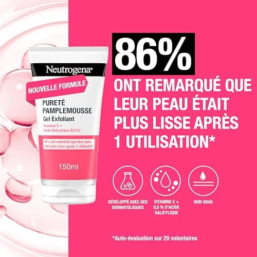 Neutrogena – Gel Exfoliant Pureté Pamplemousse (tube de 150 ml) – Nettoyant visage à la vitamine C et acide salicylique (0,5%) – 96% ont constaté que leur peau était plus lisse après 1 utilisation* - Image 4