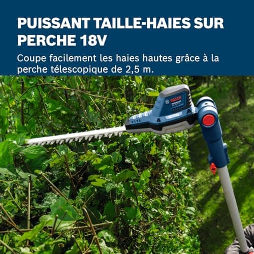 Bosch Professional 18V System GHE 18V-50 TP telescopic hedge trimmer (2.5 m telescopic rod, 3,400 strokes per minute, 23.5 mm tooth opening, strap, without battery) - Image 5