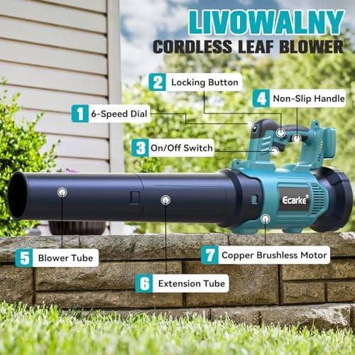Ecarke Cordless Blower for Makita 18V: 500CFM with Brushless Motor, Lock Button and 6 Adjustable Speeds for Garden and Lawn Care, Wind Speed 150MPH (No Battery) - Image 5