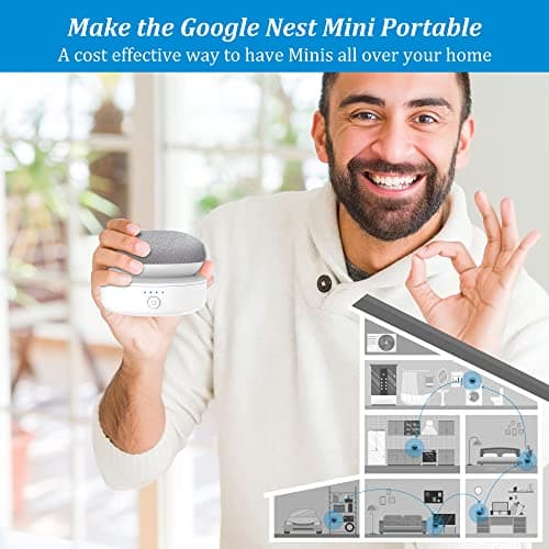 PlusAcc Battery Base Compatible with Google Nest Mini - Portable Outdoor Battery Holder Accessory for Kitchen and Garden, Power 9 Hours Playtime (White) - Image 5