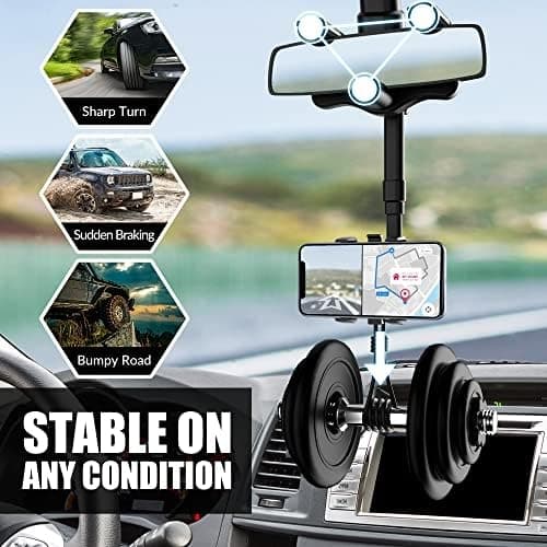 SXhyf Car Phone Holder, 360 Degree Rotating and Retractable Car Phone Holder, 2023 Portable Car Holder, Mobile Phone Stands for 4-7 in Smartphone (Black) - Image 6