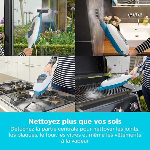 BLACK+DECKER - Balai Vapeur avec Nettoyeur à Main et 5 Accessoires - Multifonctions Puissance 1300W - Temps de Chauffe 25 sec - Tête Pivotante 180° - Réservoir Amovible 350 ml - FSMH13E5-QS - Image 7