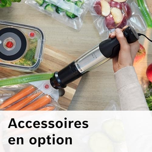 Bosch, mixeur plongeant, ErgoMaster Série 6, moteur 1000 watts refroidi par air, variateur de vitesse extra large, système de mixage QuattroBlade System Pro, accessoires inclus, MSM6M673 - Image 10