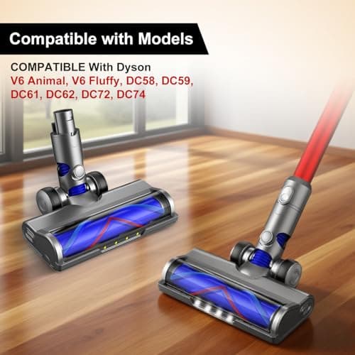 Dyson V6 DC58 DC59 DC61 DC62 DC74 Cordless Vacuum Cleaner Replacement Head V Shape Roller with LED Ideal for Carpet Hard Floors Suitable for A and B Interfaces - Image 3