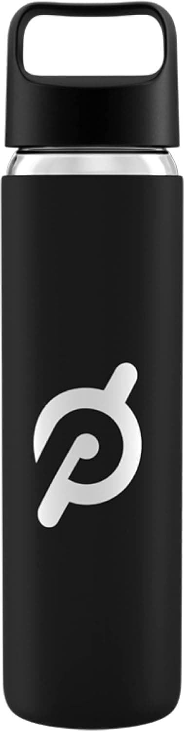 Peloton Glass Water Bottle | 16 oz Bottle with Non Slip Silicone Sleeve, Easy Screw Top Opening and Easy Carry Handle