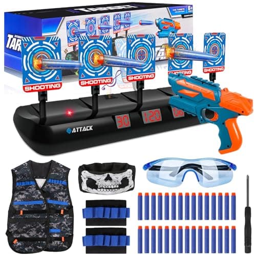 Nerf Target with 5 Targets 3 Modes, Target with Gun Toys, Tactical Vest, 30 Foam Darts, Electronic Shooting Game with Light and Sound Effect, Toy for 3+ Years Boys Girls - Image 2