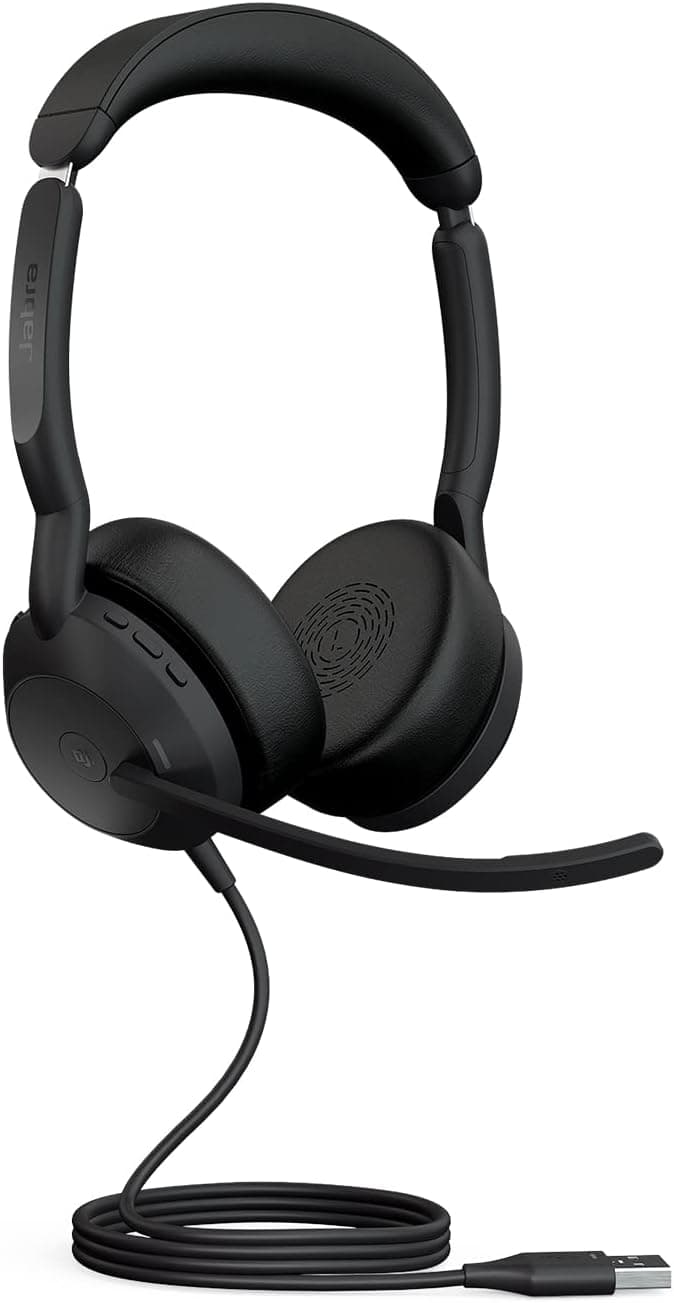 Jabra Evolve2 50 Wired Stereo Headset - Jabra Air Comfort Technology, Noise Cancelling Microphones and ANC - MS Teams Certified, Works with All Other Platforms - Black