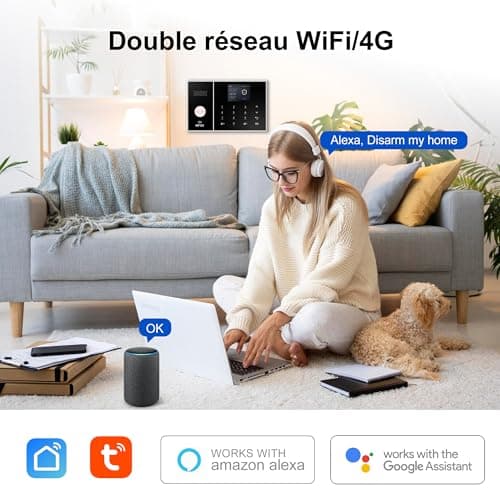 XUK Wireless Alarm System 4G/WiFi, Smart Security Alarm with Door/Window Sensors, Compatible with Alexa/Google Home, 24 Alarm with Siren, 10 Window and Door Sensors, 3 Remote Control - Image 4