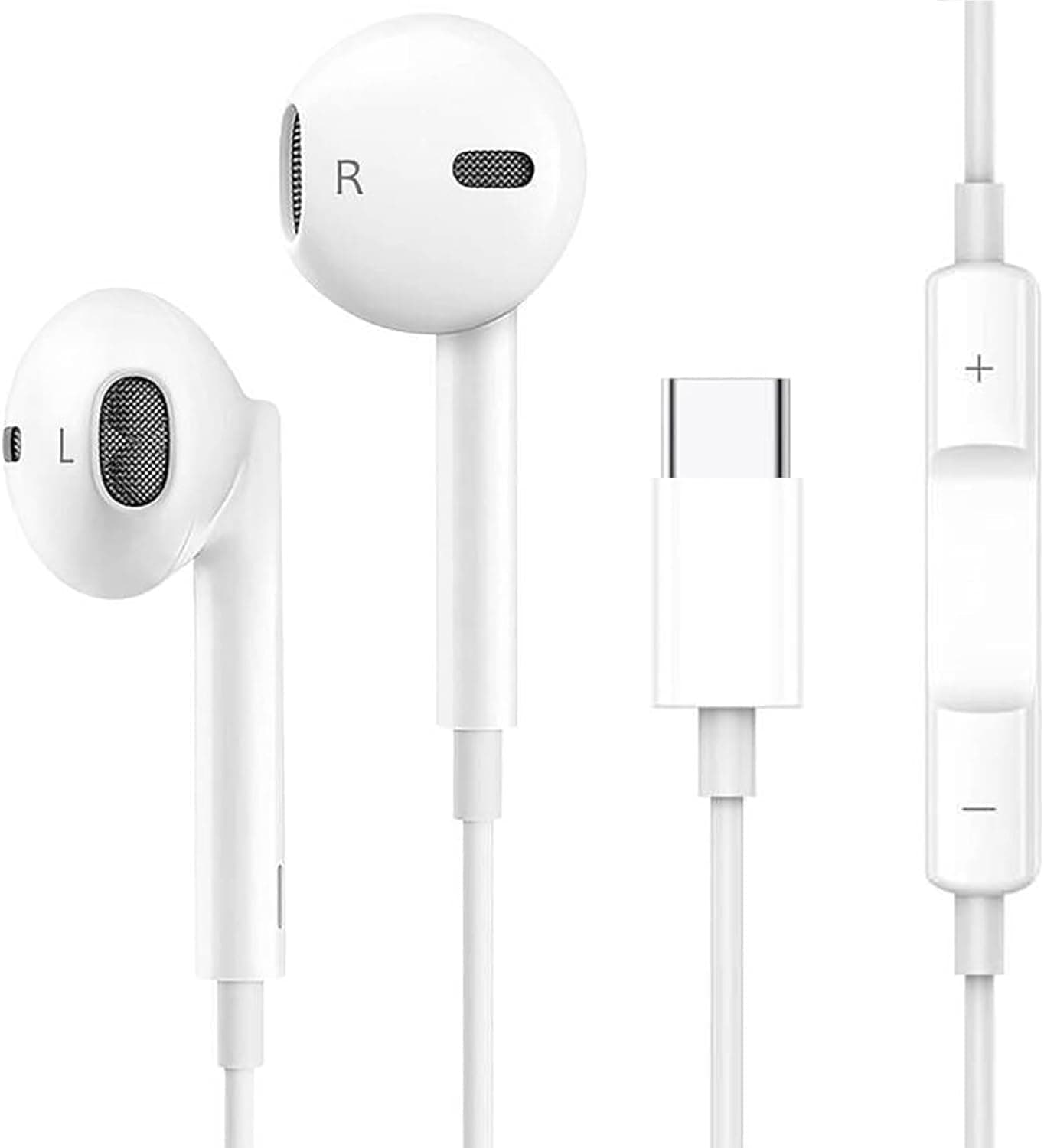 Wired Earphones for iPhone 17/17 Pro/16/16e/15 Pro Max, Hi-Fi Stereo USB C In-Ear Earphones with Microphone and Volume Control for iPad Pro, Galaxy S24/S23, Google Pixel