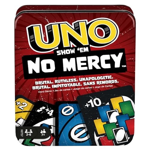 Mattel Games UNO No Mercy Card Game in Carry and Travel Box for Family Game Nights, with Special Rules and Stronger Penalties, HXT57 - Image 2