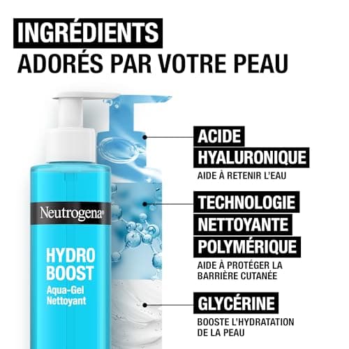 Neutrogena – Aqua-Gel Nettoyant Hydro Boost (flacon-pompe de 200 ml) – Nettoyant pour le visage à l’acide hyaluronique et glycérine – Gel hydratant pour éliminer les impuretés et le maquillage - Image 6