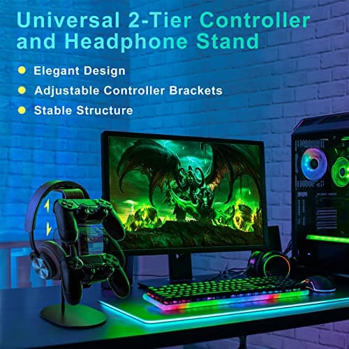 Support de Manette et de Casque, en Aluminium et Bois, pour PS5, PS4, Xbox One, Nintendo Switch, Accessoires de Jeu de Bureau universels - Image 3