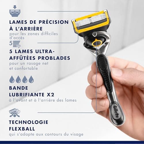Gillette Proshield Power Men's Shaver, Reusable Handle And Refill Cartridge With 5 Ultra-Sharp Blades, New Lubricating Strip For Incredible Comfort And Close Shave - Image 6