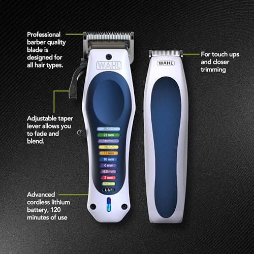 WAHL Color Pro Lithium Combi Kit, Complete Cutting Kit, Adjustable Lever for Length Control, Powerful Battery, Beard Finishing and Care Trimmer, Scissors & Hair Comb - Image 3