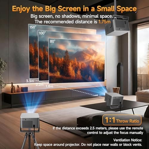 Alwtniet Nativo Full HD 1080P Video Projector 4K Con Google TV, Built-in Mini Projector Portable WiFi Bluetooth Autofocus/Obstacle Avoidance/6D Keystone Short Throw - Image 7