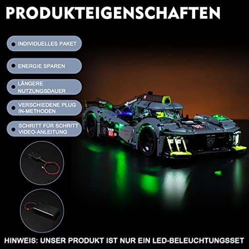 LED Licht Set for Lego 42156 Technic Peugeot 9X8 24H Le Mans Hybrid Hypercar (Kein Lego-Modell), Dekorationsbeleuchtungsset Kreative Spielzeug-Standard Version, 12 Months and Up - Image 6