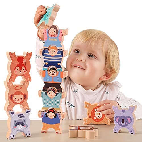 TUMAMA Stick and Stack Jeux en Bois Blocs d'Équilibre, Stick et Stack Jeu d'Empilage de Puzzles pour Enfants, Hercule Les Anime Educatif Montessori Jouet Balancier 3 4 5 6 Ans Garçons Filles (12pcs) - Image 2