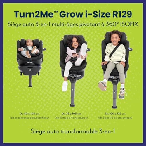 Graco Turn2Me Grow i-Size R129 3-in-1 Multi-Age Car Seat ISOFIX 360° Rotatable 40 to 125 cm (From Birth to Approx 7 Years), 5-Point Harness - Image 5