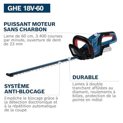 Bosch Professional 18V System cordless hedge trimmer GHE 18V-60 (carbon free motor, 20 mm cutting capacity) 06008C9000 - Image 5