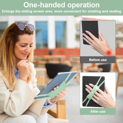 Comfortable Wrist Strap Holder for Kindle, Lightweight and Secure Hand Stand for Reading in Bed, Compatible with Kindle Paperwhite/Oasis/Kobo/Tablets 4.7-8 Inch (Matcha) - Image 6