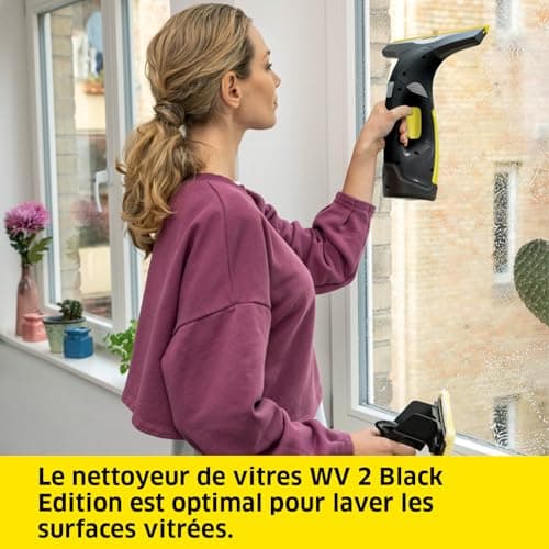 Kärcher WV 2 Black Edition Window Cleaner, Battery Life: 35 min, LED Display, 2 Squeegees, Sprayer with Microfibre, 20 ml Concentrated Glass Cleaner - Image 3