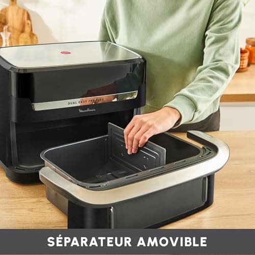 Moulinex Easy Fry Dual Flex, Air Fryer, Large Drawer 9L, Double Zone, Removable Divider, Up to 8 People, 7 Intuitive Programs, EZ9228F0, Black, Black - Image 8
