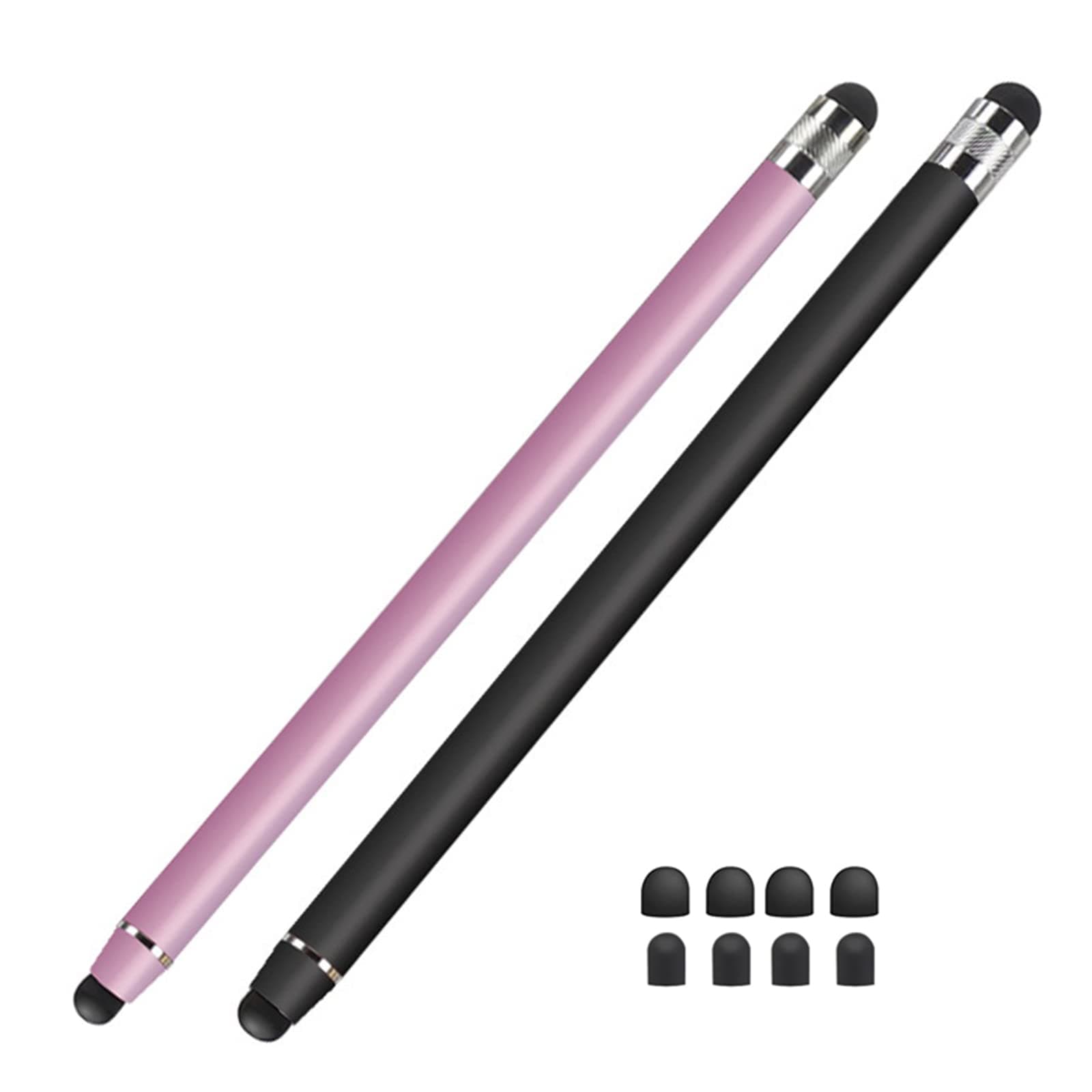 Samsung 2 Pcs Universal Touch Screen Stylus Pen 2 in 1 Capacitive Touch Stylus Compatible with Tablets, Smartphones, Mi, Samsung Galaxy (Black + Rose Gold)