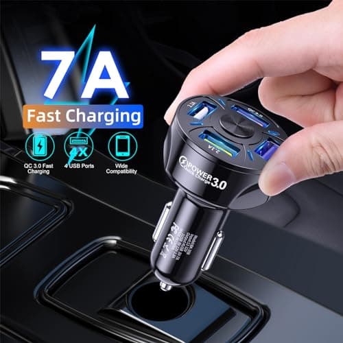 Car Charger 4 Ports USB Charger Cigarette Lighter Charger Fast Car Phone Charger 3.0 7A Fast Charger Adapter for Mobile Tablets and Other Devices - Image 6
