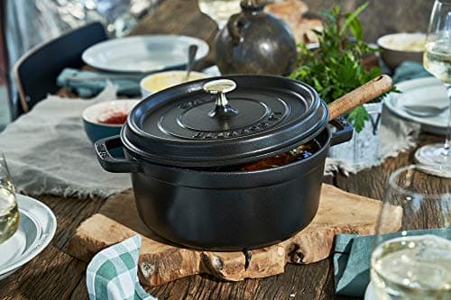 STAUB Enamelled Cast Iron Casserole Dish with Lid, Suitable for All Heat Sources Including Induction, 4 People, 24 cm, 3.80 L, 5 kg, Matte Black - Image 7
