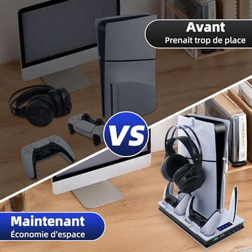 Wigearss PS5/PS5 Slim/PS5 Pro Cooling Station Fan, Vertical Charging Stand with Dual Controller Charger, 3 Levels Adjustable Ventilation Speed - Image 8