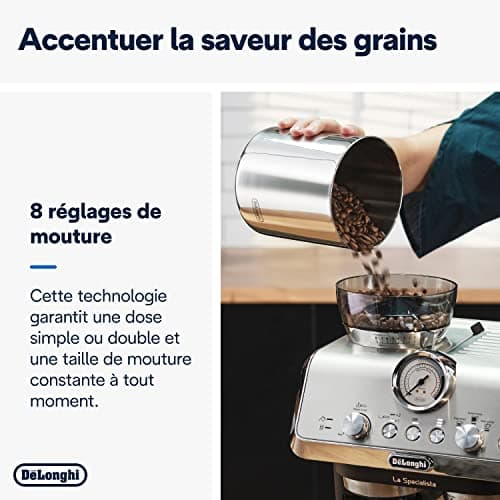 De'Longhi La Specialista Arte EC9155.MB, Machine Expresso Manuelle, Moulin intégré avec 8 finesses de mouture, Contrôle Actif de la Température, Buse vapeur MyLatte Art, Métal/Noir - Image 5