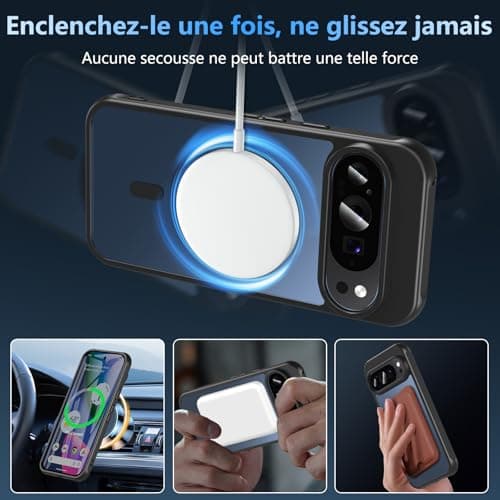 Hensinple Magnetic Case for Google Pixel 10/Pixe 10 Pro with Tempered Glass, Compatible with Magsafe,Translucent Matte Shockproof Anti-Scratch Slim Case Cover for Pixel 10/10 Pro(Black) - Image 7