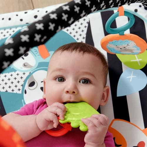 Fisher-Price My Sensory Mat 3-in-1, Belly Flat Play Mat, Sound and Light, with 5 Removable Toys, from Birth, HBP41 - Image 4