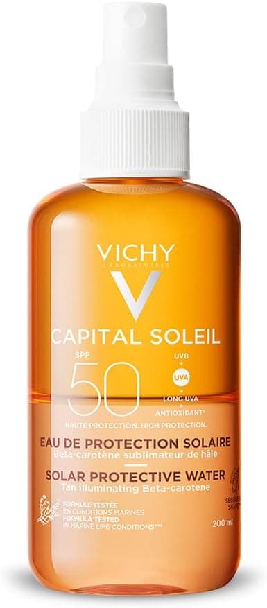 Vichy, Capital Soleil, Eau de Protection Solaire, SPF50, Protège & Booste le Bronzage, Enrichie en Bêta-Carotène, Pour Tous Types de Peau, 200 ml - Image 1
