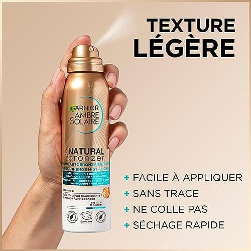 GARNIER Ambre Solaire - Natural Bronzer - Brume Autobronzante Hydratante & Apaisante - Hâle Doré & Lumineux Pendant 1 Semaine - À l'Huile D'Abricot - Vegan & Cruelty Free - Corps - 150 ml - Image 7