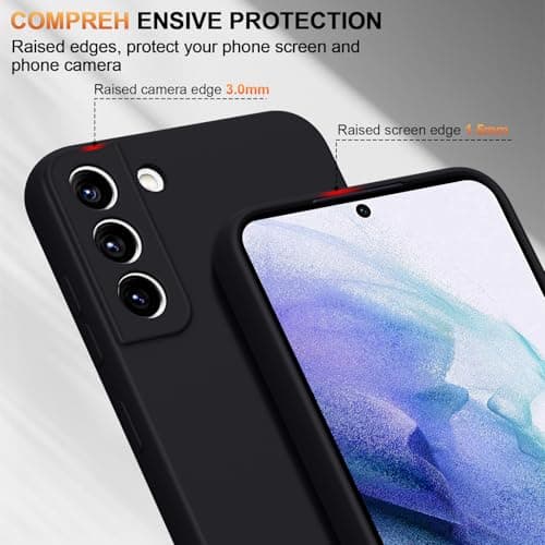 Silicone Case for Samsung Galaxy S21 5G with 2 Pieces Tempered Glass, Full Body Protection with Silky Touch, Soft TPU Protective Case, Shockproof Anti-Scratch, Black - Image 6