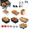 19 Pcs Accessories Air Fryer Ninja 7.6-9.5L, Dual Air Fryer Accessories Mould Silicone Hot Air Fryer Accessory Flat Accessories for Ninja Air Fryers AF400EU, AF300EU, AF500EU - Image 2