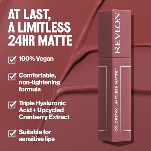 Revlon Rouge à Lèvres, ColorStay Limitless Matte Rouge à Lèvres liquide, Formule Vegan, Sans bavure, Longue tenue, Léger et Confortable, Waterproof, 006 Manifest, 5 ml - Image 6