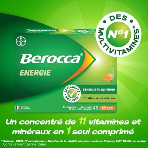Berocca Energie Orange - Multivitamins and Minerals - Vitamin C, B3, B5, B1, B12, Calcium, Magnesium and Zinc - Dietary Supplement - Helps Reduce Fatigue - 2x45 Effervescent Tablets - Image 4