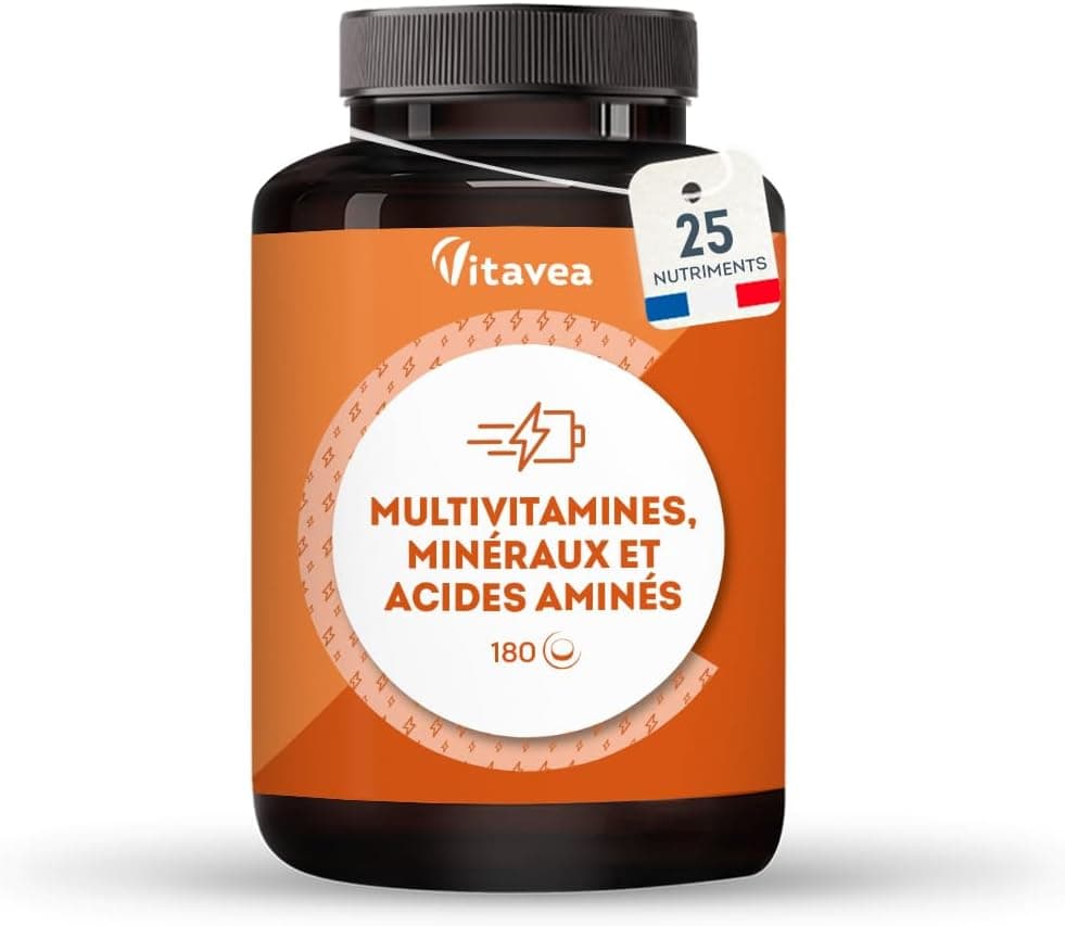 Multivitamins and Minerals | 25 Nutrients Including Vitamin A B C D E, Zinc and Iron | 180 Tablets | Immunity, Fatigue, Hair, Skin | Multivitamins for Men and Women | Made in France | Vitavea
