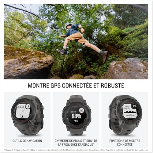 Garmin Instinct E - Rugged Smart GPS Watch - Black with Charcoal Grey Band - 40mm Case - Image 3